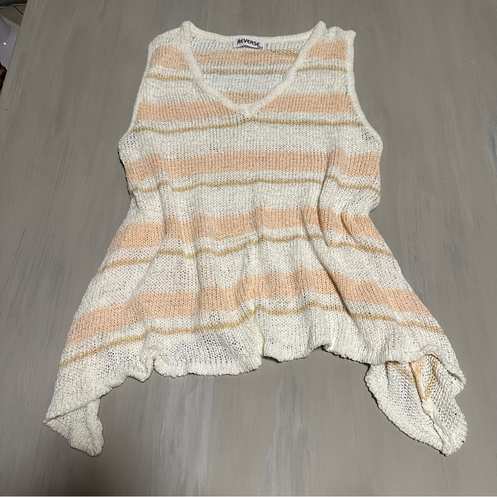Peachy Stripe Flowy Sweater Vest